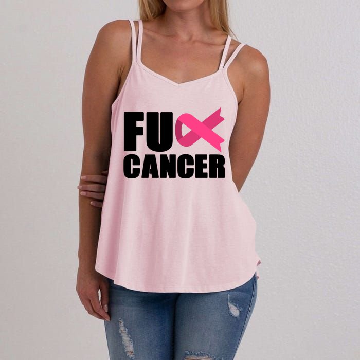 FU Cancer Pink Ribbon Breast Cancer Awareness Women's Strappy Tank