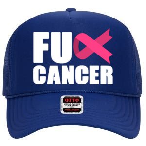 FU Cancer Pink Ribbon Breast Cancer Awareness High Crown Mesh Back Trucker Hat