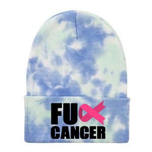 FU Cancer Pink Ribbon Breast Cancer Awareness Tie Dye 12in Knit Beanie