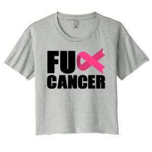 FU Cancer Pink Ribbon Breast Cancer Awareness Women's Crop Top Tee