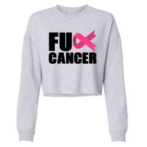 FU Cancer Pink Ribbon Breast Cancer Awareness Cropped Pullover Crew