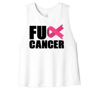 FU Cancer Pink Ribbon Breast Cancer Awareness Women's Racerback Cropped Tank