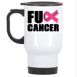 FU Cancer Pink Ribbon Breast Cancer Awareness Stainless Steel Travel Mug