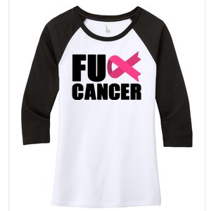 FU Cancer Pink Ribbon Breast Cancer Awareness Women's Tri-Blend 3/4-Sleeve Raglan Shirt