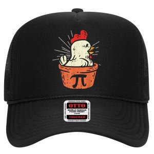 Funny Chicken Pot Pi Day Pie Math Lover Geek 3.14 High Crown Mesh Back Trucker Hat