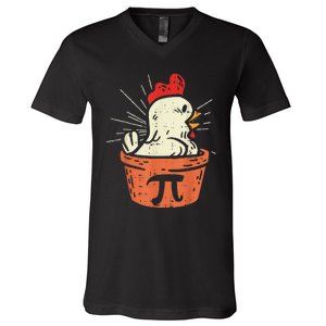 Funny Chicken Pot Pi Day Pie Math Lover Geek 3.14 V-Neck T-Shirt