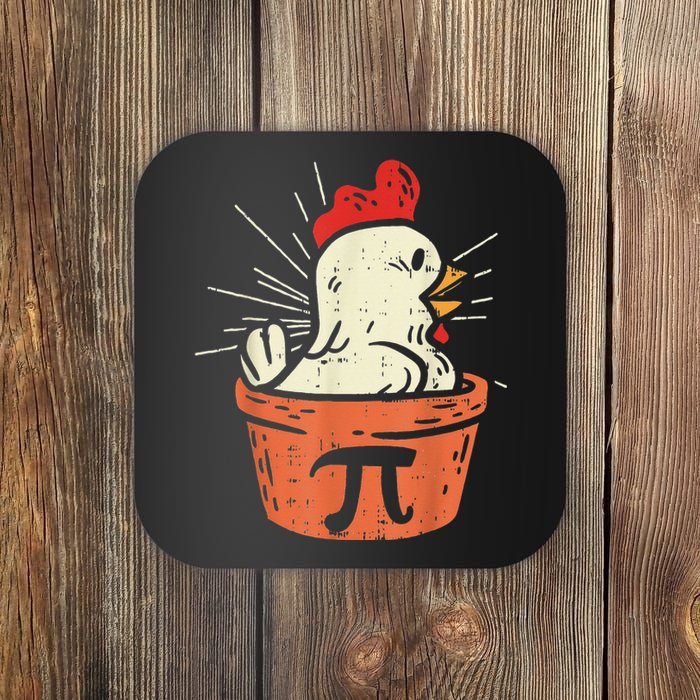 Funny Chicken Pot Pi Day Pie Math Lover Geek 3.14 Coaster