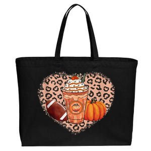 Funny Cute Pumpkin Spice Football Thanksgiving Autumn Leaves Holiday Cotton Canvas Jumbo Tote