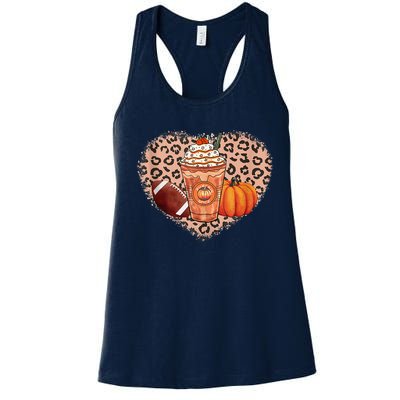 Funny Cute Pumpkin Spice Football Thanksgiving Autumn Leaves Holiday Women's Racerback Tank