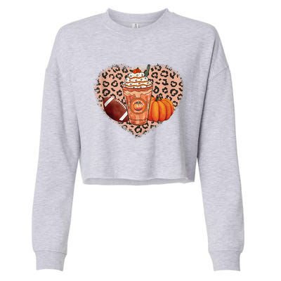 Funny Cute Pumpkin Spice Football Thanksgiving Autumn Leaves Holiday Cropped Pullover Crew