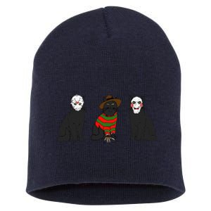 Funny Cat Parody Horror Movie Black Cat Gifts Short Acrylic Beanie