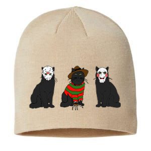 Funny Cat Parody Horror Movie Black Cat Gifts Sustainable Beanie