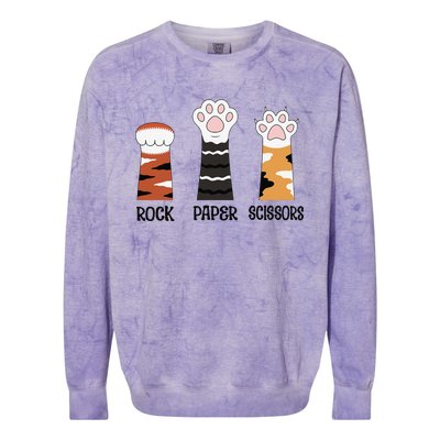 Funny Cat Paws Rock Paper Scissors Loves Playing Colorblast Crewneck Sweatshirt