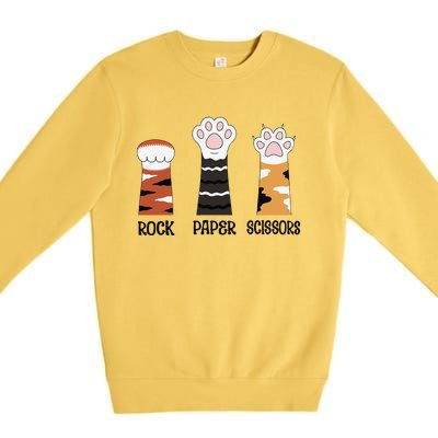 Funny Cat Paws Rock Paper Scissors Loves Playing Premium Crewneck Sweatshirt