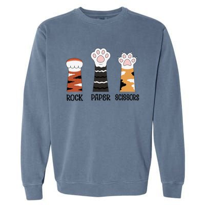 Funny Cat Paws Rock Paper Scissors Loves Playing Garment-Dyed Sweatshirt