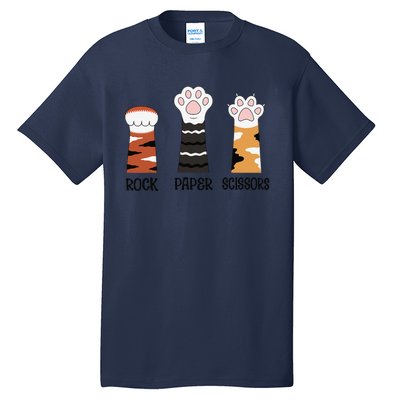 Funny Cat Paws Rock Paper Scissors Loves Playing Tall T-Shirt