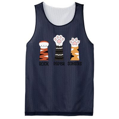 Funny Cat Paws Rock Paper Scissors Loves Playing Mesh Reversible Basketball Jersey Tank