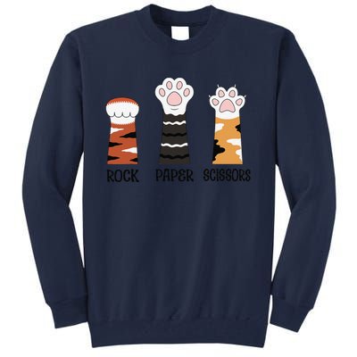 Funny Cat Paws Rock Paper Scissors Loves Playing Tall Sweatshirt