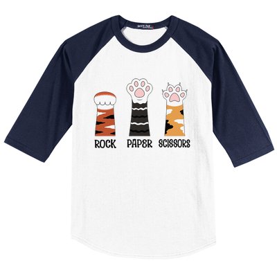 Funny Cat Paws Rock Paper Scissors Loves Playing Baseball Sleeve Shirt