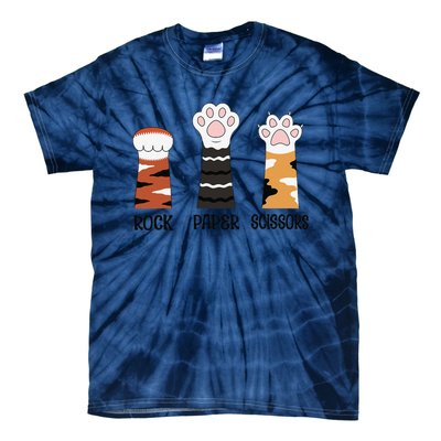 Funny Cat Paws Rock Paper Scissors Loves Playing Tie-Dye T-Shirt