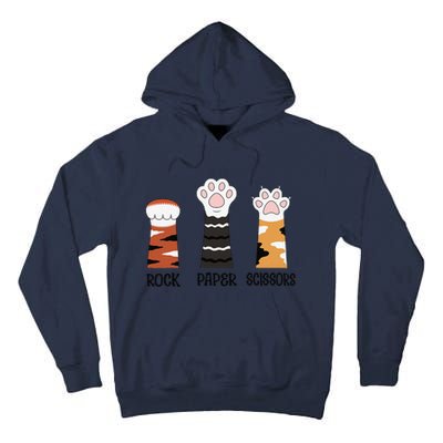 Funny Cat Paws Rock Paper Scissors Loves Playing Tall Hoodie