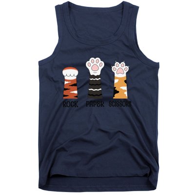 Funny Cat Paws Rock Paper Scissors Loves Playing Tank Top