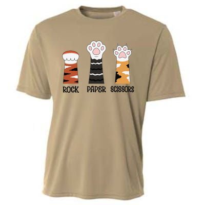 Funny Cat Paws Rock Paper Scissors Loves Playing Cooling Performance Crew T-Shirt