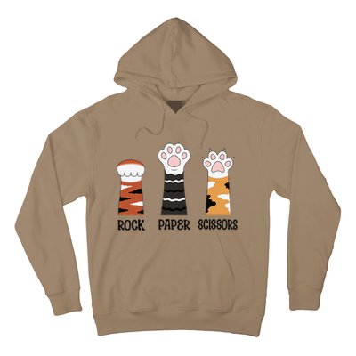 Funny Cat Paws Rock Paper Scissors Loves Playing Hoodie