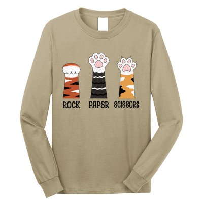 Funny Cat Paws Rock Paper Scissors Loves Playing Long Sleeve Shirt