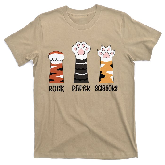 Funny Cat Paws Rock Paper Scissors Loves Playing T-Shirt