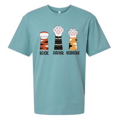 Funny Cat Paws Rock Paper Scissors Loves Playing Sueded Cloud Jersey T-Shirt