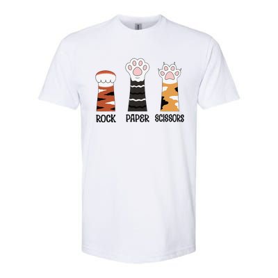 Funny Cat Paws Rock Paper Scissors Loves Playing Softstyle® CVC T-Shirt