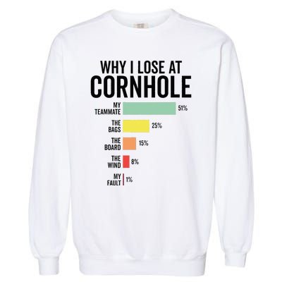 Funny Cornhole Player Team Design Why I Lose At Cornhole Garment-Dyed Sweatshirt