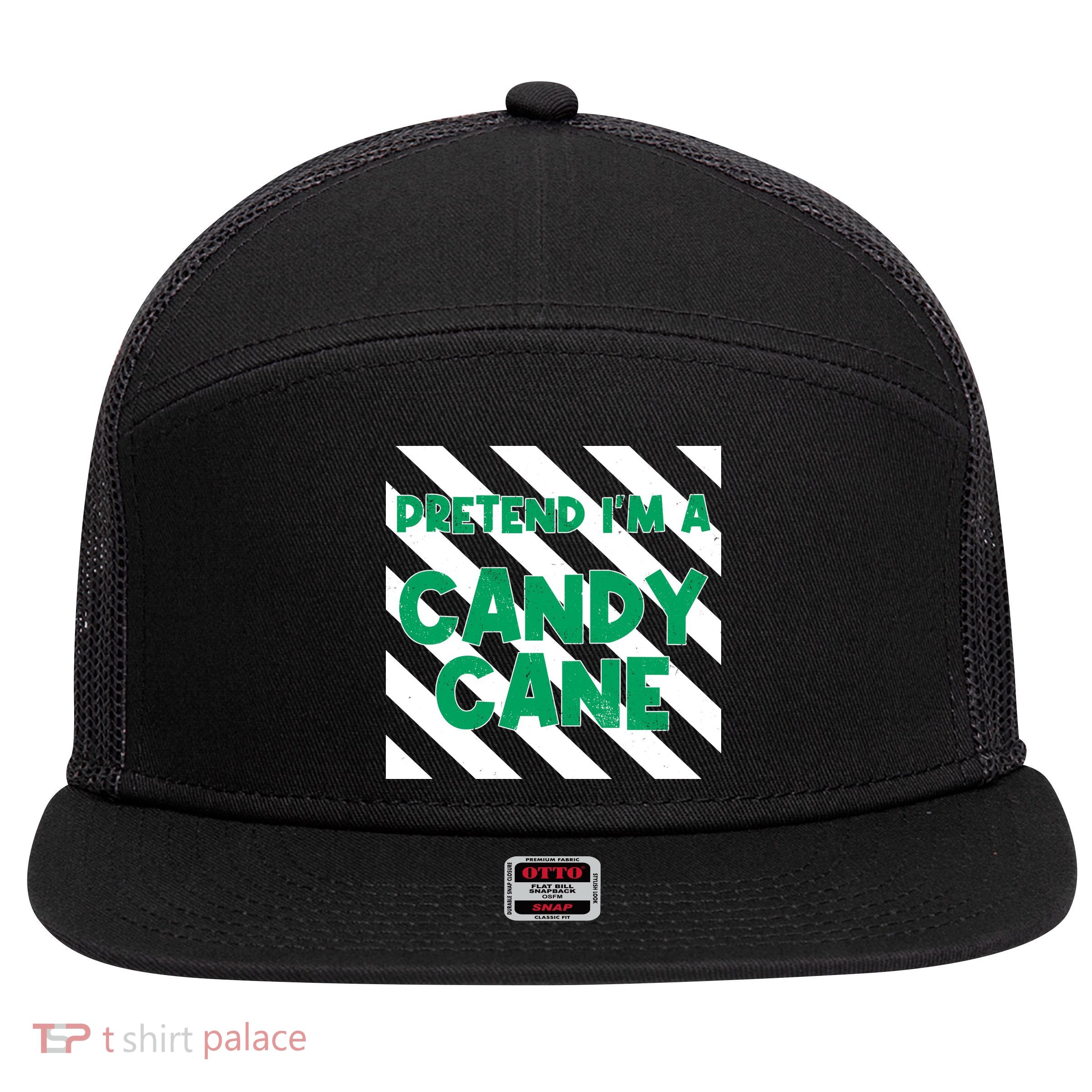Funny Christmas Pretend Im A Candy Cane 7 Panel Mesh Trucker Snapback Hat