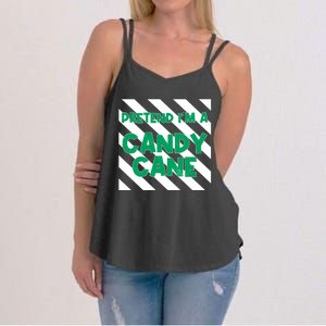 Funny Christmas Pretend Im A Candy Cane Women's Strappy Tank