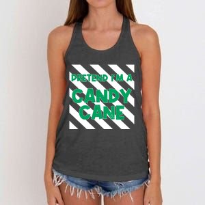 Funny Christmas Pretend Im A Candy Cane Women's Knotted Racerback Tank