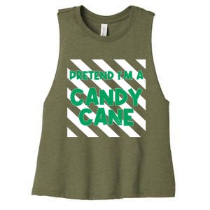 Funny Christmas Pretend Im A Candy Cane Women's Racerback Cropped Tank