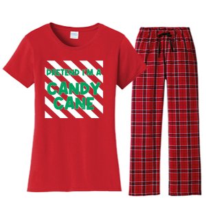 Funny Christmas Pretend Im A Candy Cane Women's Flannel Pajama Set