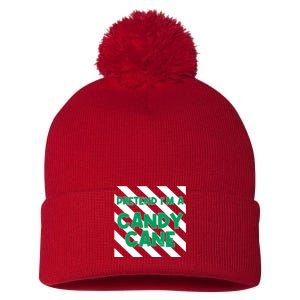 Funny Christmas Pretend Im A Candy Cane Pom Pom 12in Knit Beanie