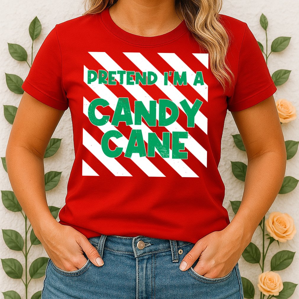 Funny Christmas Pretend Im A Candy Cane Womens T-Shirt