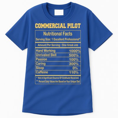 Funny Commercial Pilot Nutritional Facts Motivational Quote Cute Gift Tall T-Shirt