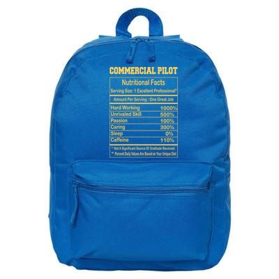 Funny Commercial Pilot Nutritional Facts Motivational Quote Cute Gift 16 in Basic Backpack