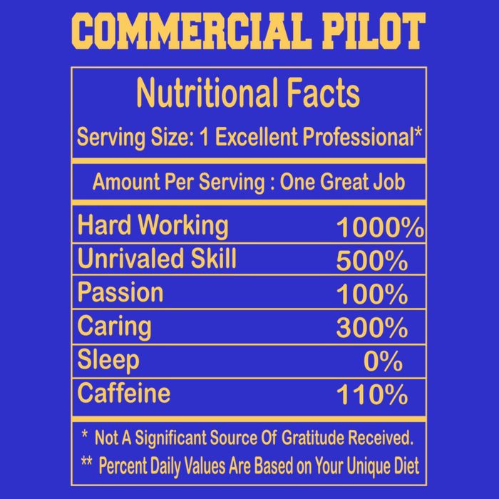 Funny Commercial Pilot Nutritional Facts Motivational Quote Cute Gift Kids T-Shirt