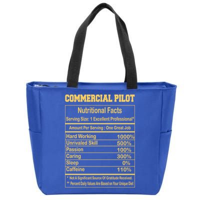 Funny Commercial Pilot Nutritional Facts Motivational Quote Cute Gift Zip Tote Bag