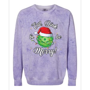 Funny Christmas Pickleball Santa Lights Eat Dink And Be Merry Gift Colorblast Crewneck Sweatshirt