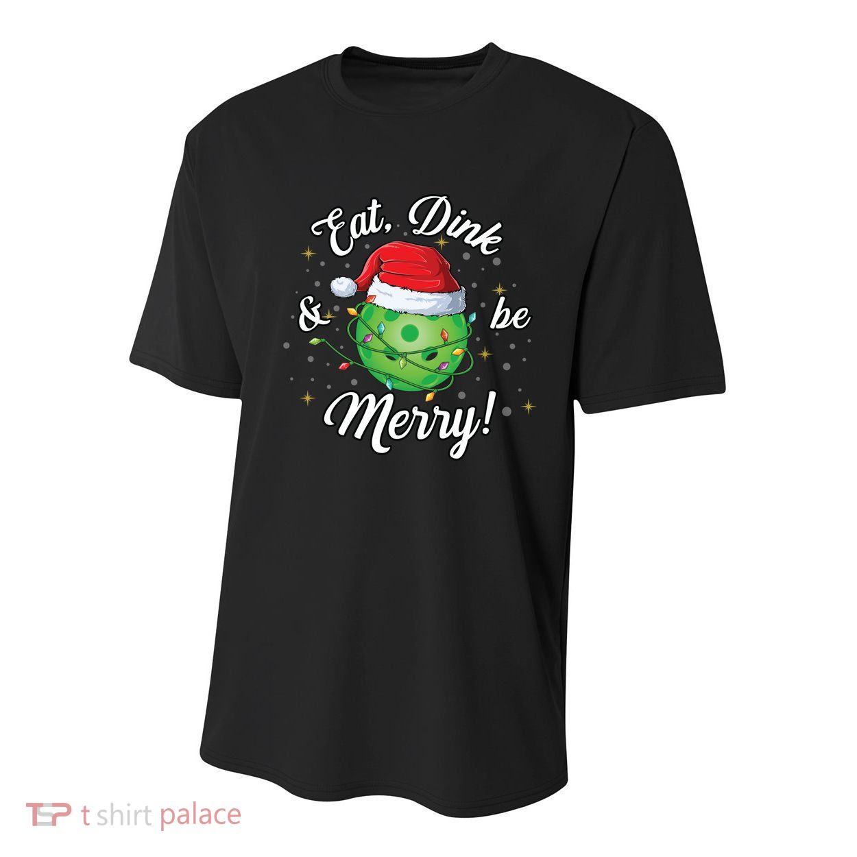 Funny Christmas Pickleball Santa Lights Eat Dink And Be Merry Gift Youth Performance Sprint T-Shirt