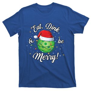 Funny Christmas Pickleball Santa Lights Eat Dink And Be Merry Gift T-Shirt