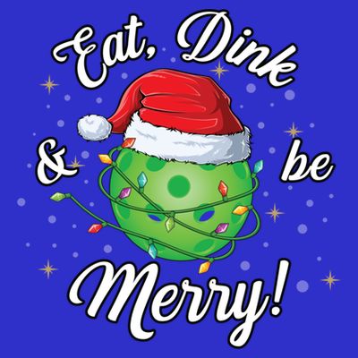Funny Christmas Pickleball Santa Lights Eat Dink And Be Merry Gift T-Shirt