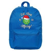 Funny Christmas Pickleball Santa Lights Eat Dink And Be Merry Gift 16 in Basic Backpack