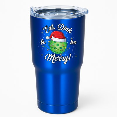 Funny Christmas Pickleball Santa Lights Eat Dink And Be Merry Gift Tumbler